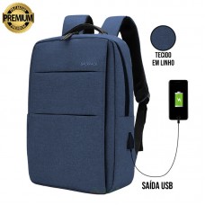 Mochila de Notebook Linho Slim com Saída USB Premium VE21873 - Azul